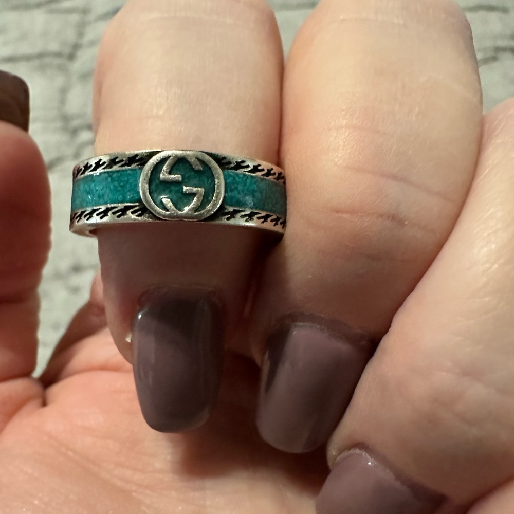Gucci Turquoise enamel and 925 sterling silver band